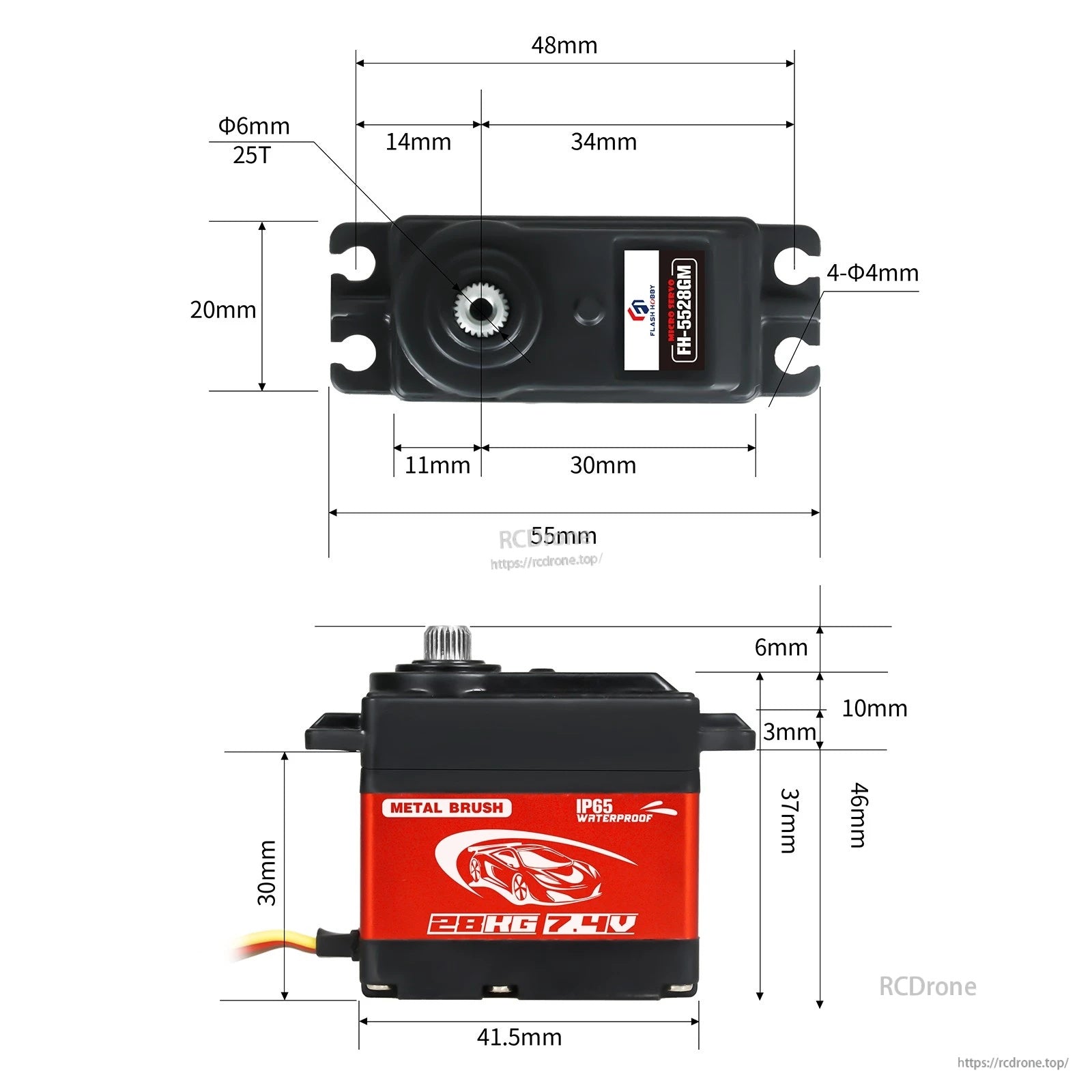 Flashhobby FH-5528MG 28KG 7.4V Standard Servo
