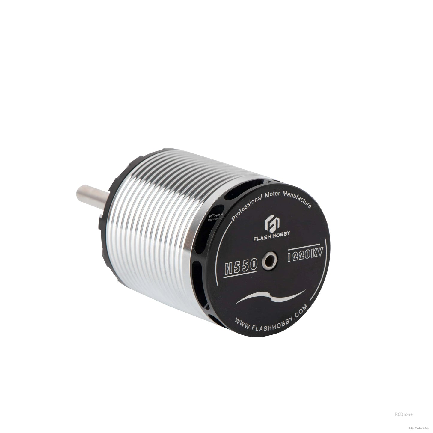 Flashhobby H550 1220KV helicopter motor with finned silver корпус and black end cap labeled H550 1220KV