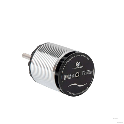 Flashhobby H550 1220KV helicopter motor with finned silver корпус and black end cap labeled H550 1220KV