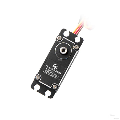 Flashhobby M35CHW Coreless Digital Servo, Flashhobby M35CHW digital servo with 35KG label, metal output spline, and 3-wire lead on black case