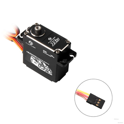 Flashhobby M35DHW digital servo with 35KG label, IP67 waterproof marking, and 3-wire connector lead