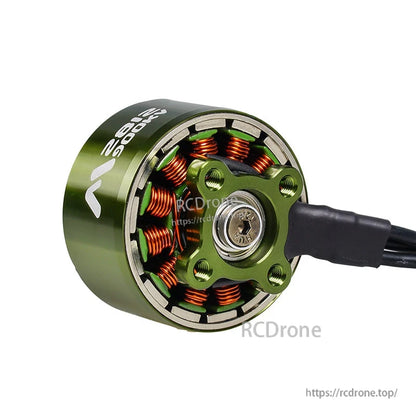 Flashhobby Mars 2812 900KV BLDC Motor, Flashhobby Mars 2812 900KV brushless motor with green housing, exposed copper windings, and front mounting plate