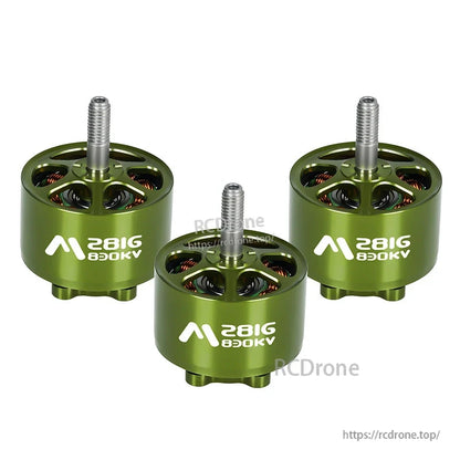 Flashhobby Mars 2816 BLDC Motor, Flashhobby Mars 2816 brushless motor 830KV in green anodized housing with threaded shaft, front view