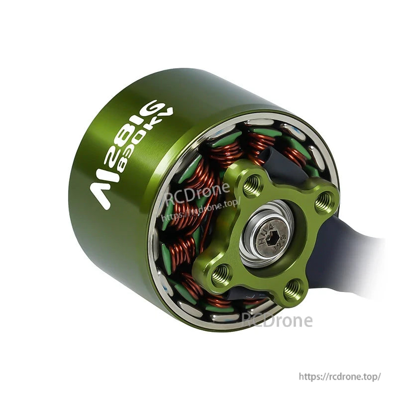 Flashhobby Mars 2816 BLDC Motor, Flashhobby Mars M2816 830KV brushless outrunner motor with green housing, copper windings, and mounting base