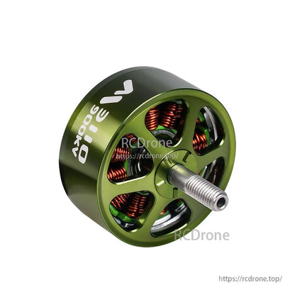 Flashhobby Mars 3110 900KV BLDC Motor, Flashhobby Mars 3110 900KV brushless outrunner motor with green bell housing, copper windings, and threaded shaft