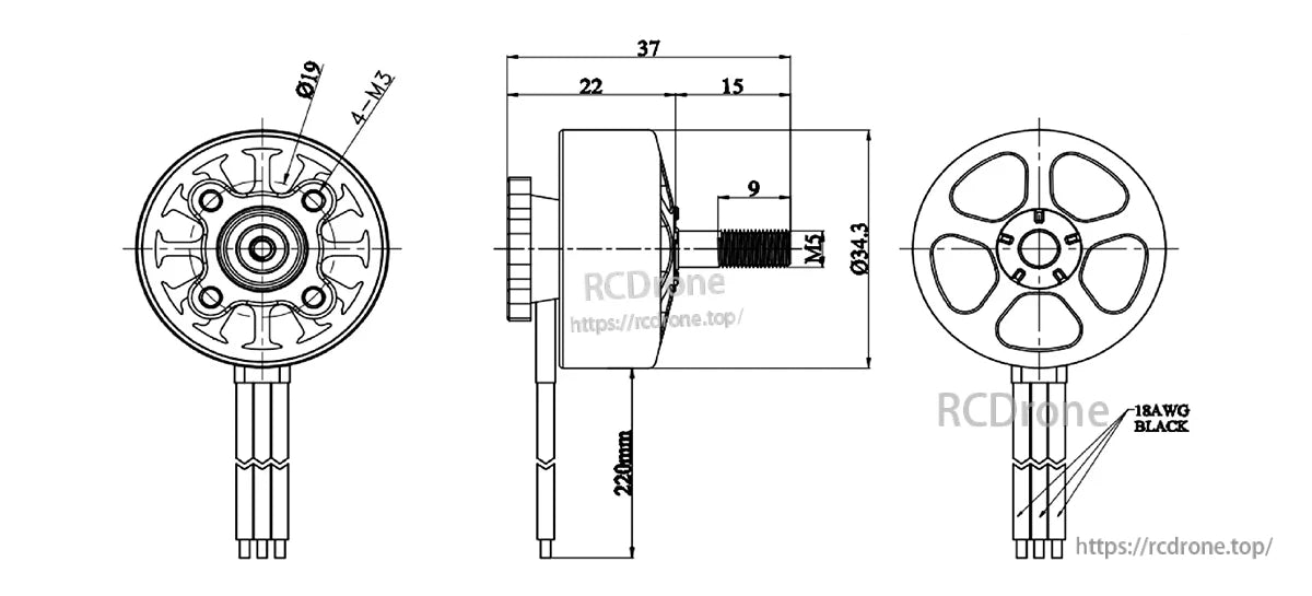 Flashhobby X2807 1300KV 1500KV 1800KV Brushless DC Motor
