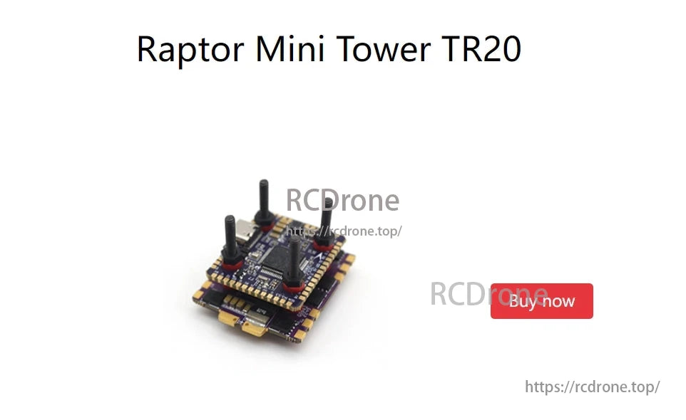 FlyColor Raptor Mini FPV Drone, It has a weight of 23g and combines an F7 flight controller with a 4-in-1 ESC, suitable for lightweight builds.