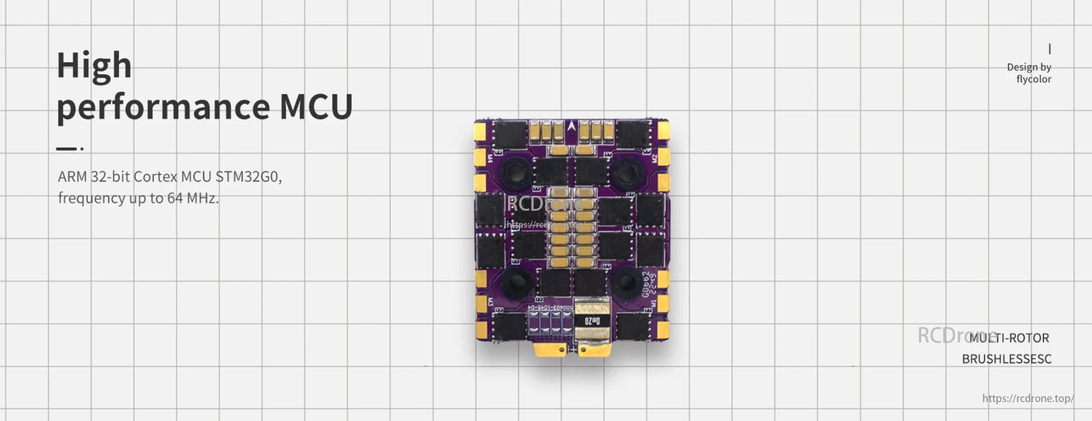 FlyColor Trinx G20 45A 60A 3-6S 4in1 ESC, High-performance ARM 32-bit MCU with up to 64 MHz, multi-rotor brushless ESC for advanced flight control.