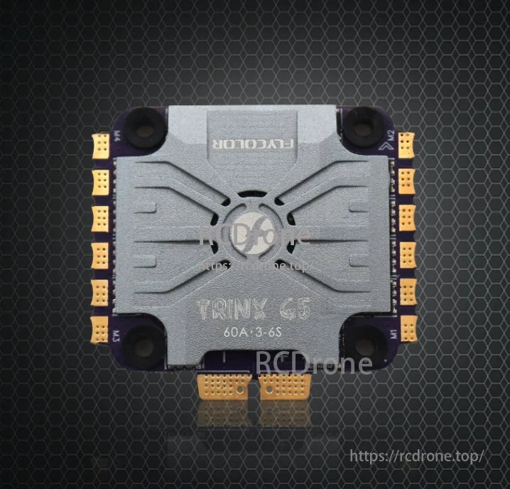 FlyColor Trinx G5 60A 4in1 ESC for FPV drones, STM32G071 chip, supports 3-6S batteries.