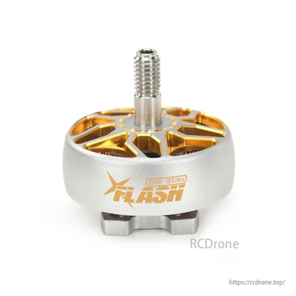 Flash 2506 1550KV motor for 6-inch drones features gold accents, robust design, and is ideal for freestyle racing.