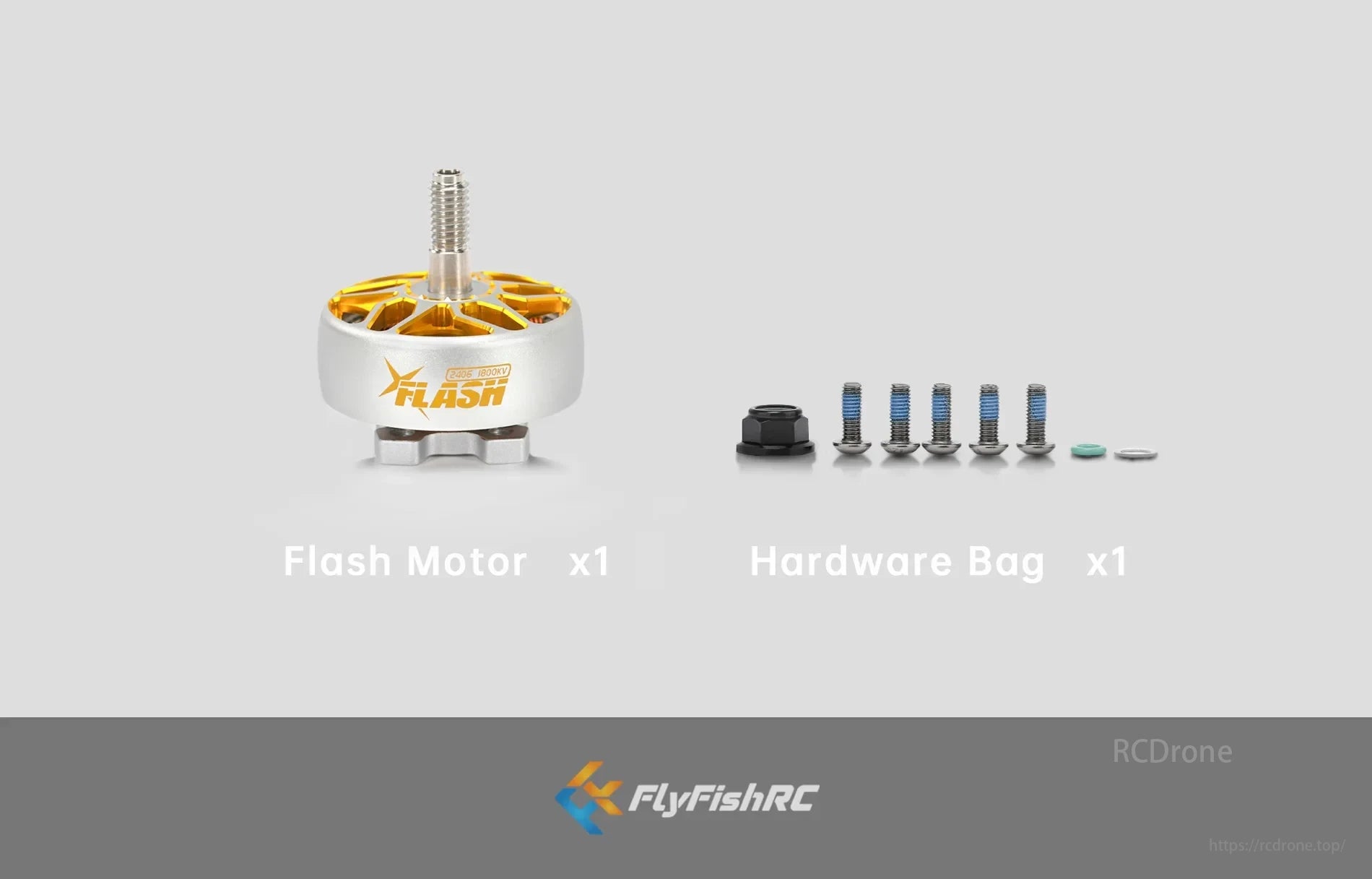 FlyFishRC Flash 6-inch Motor, Flash Motor x1, Hardware Bag x1, FlyFishRC.