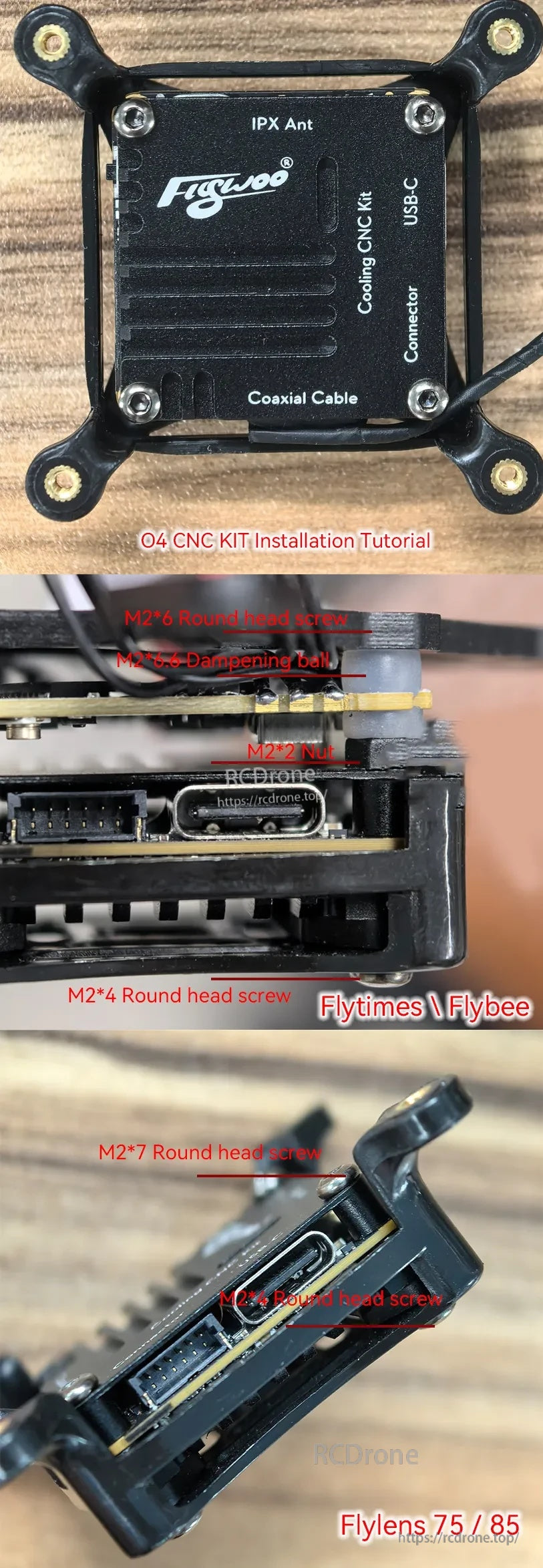 FlyLens 75 / 85 Frame Parts CollectionFlywoo O4 Air Unit Cooling CNC Kit for Flybee \ Flylens \ Flytimes