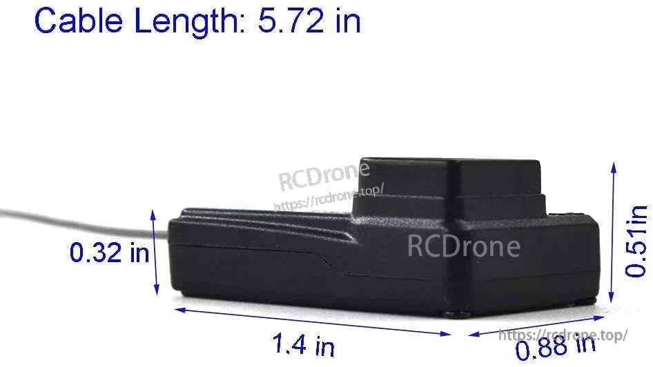 Side profile dimensions diagram for FS-A3 receiver showing 1.4 in length and 0.51 in height measurements