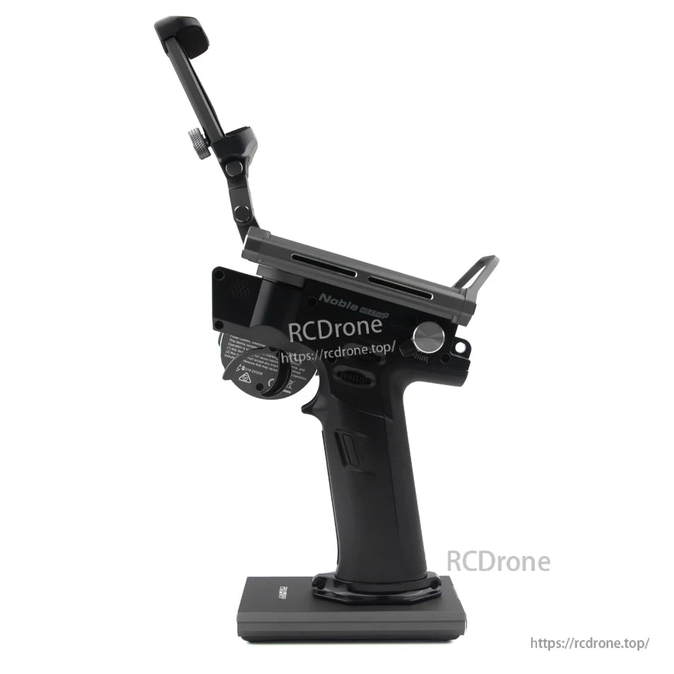 Left-side profile of Noble NB4 Pro+ showing slim top module and adjustable phone holder arm