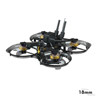 Flylens 75 HD O4 Wide 2S Whoop FPV, Flylens 75 HD O4 wide FPV whoop quadcopter with ducted prop guards, four motors, and dual antennas