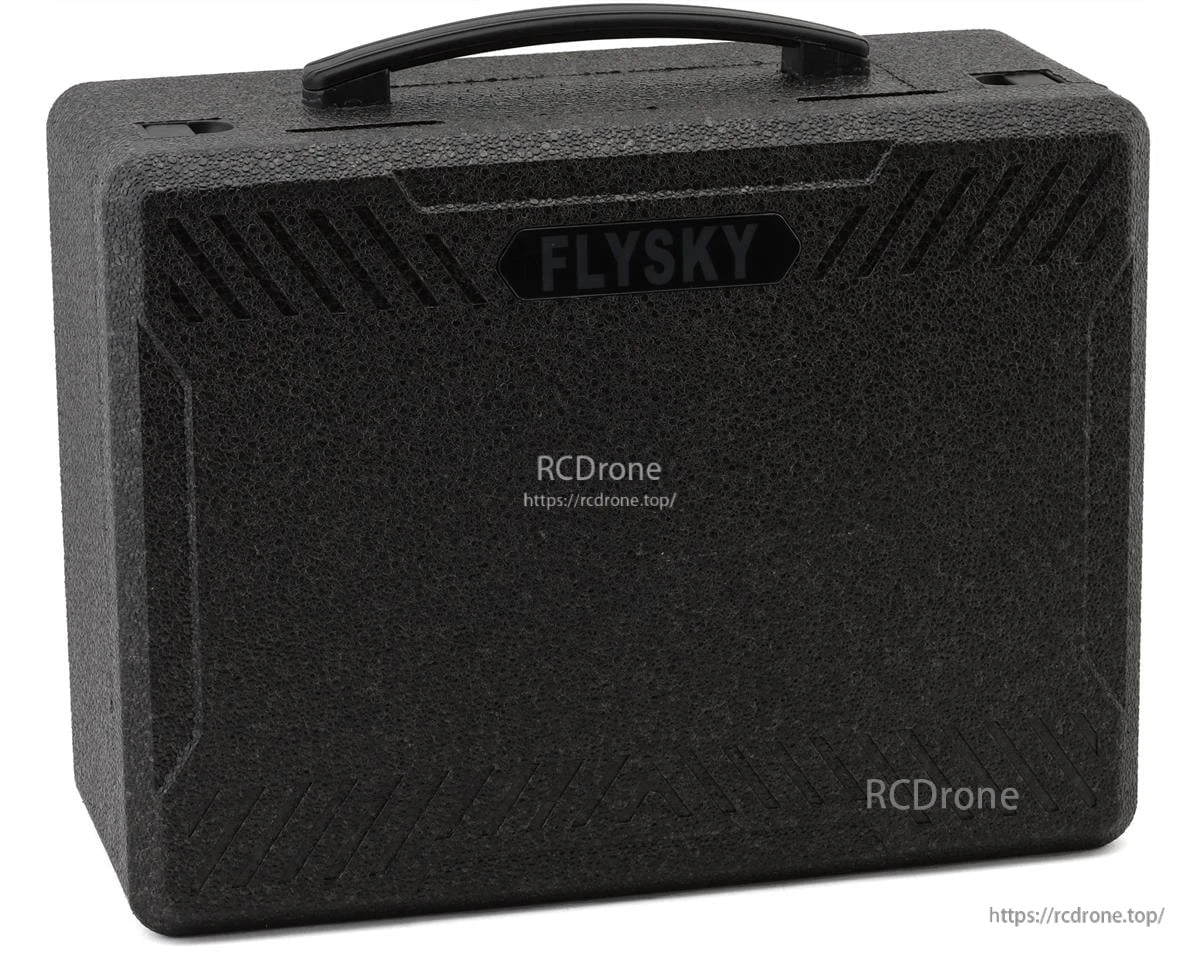 Flysky hard carry case with handle and embossed logo on front, protective storage case