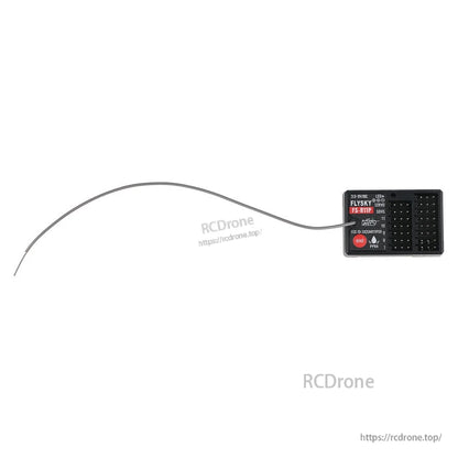FS-R11P receiver with long grey antenna cable extended, top label visible on white background