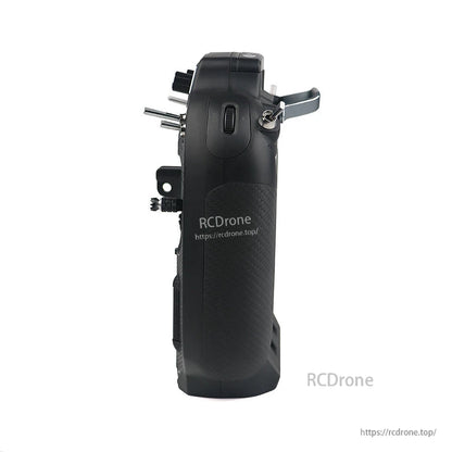 Right side profile of the Flysky FS-ST16 transmitter showing side switch/trim and handle mount