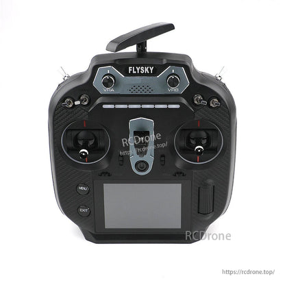 Flysky FS-ST16 EdgeTX radio controller front view showing switches, trims, and large display area