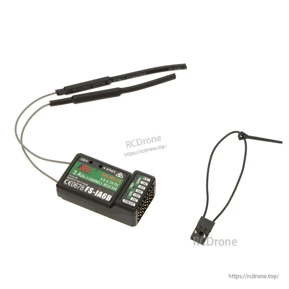 Flysky FS-iA6B 2.4GHz AFHDS 2A 6-channel receiver with dual antennas and connector lead