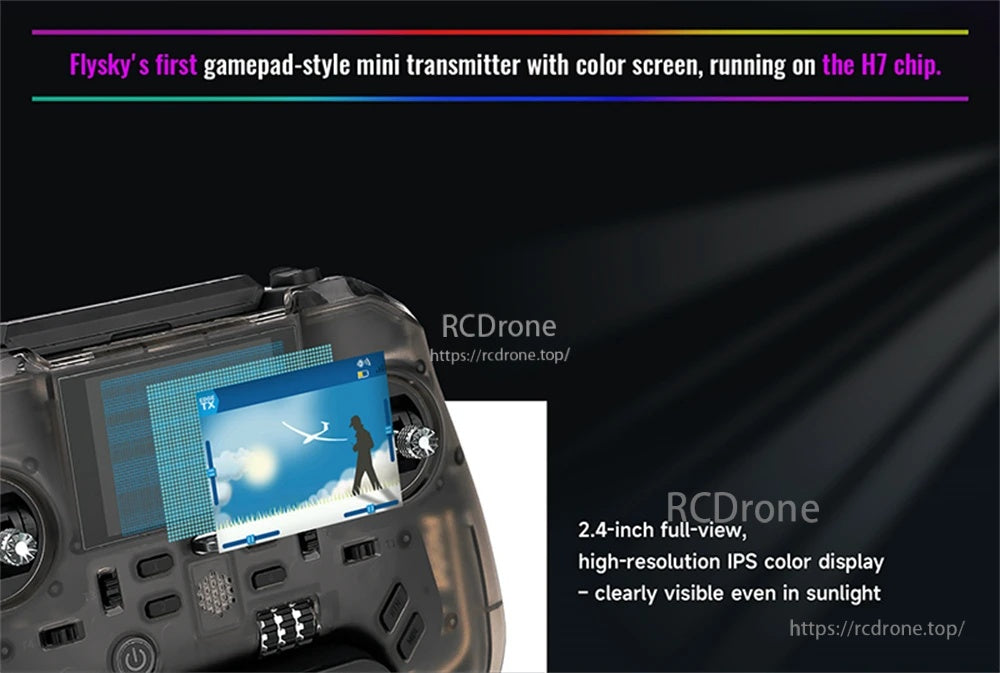 ProArt PA01 mini transmitter front view highlighting the 2.4-inch full-view IPS color display for outdoor visibility