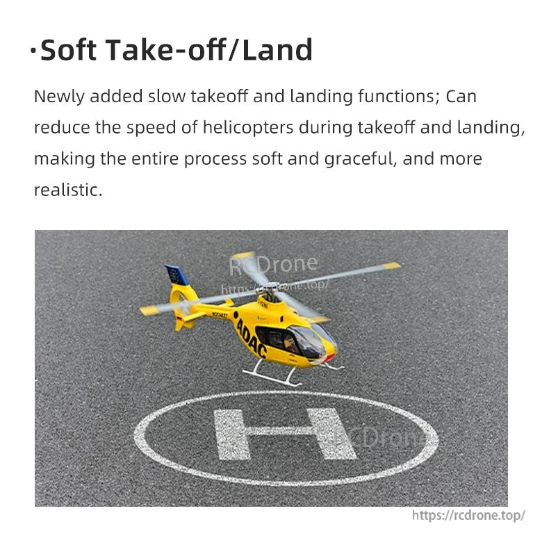 Flywing ACE FBL Helicopter, Soft take-off/land function for realistic, graceful helicopter flight control.