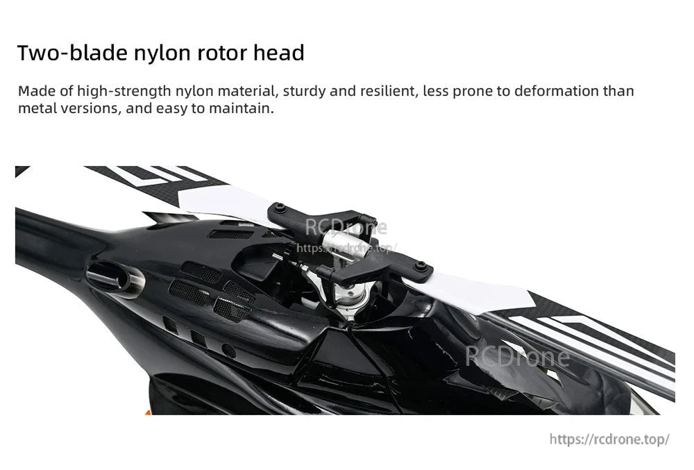 Flywing Airwolf V3 RC Helicopter, Durable two-blade nylon rotor head with high strength, low deformation, and easy maintenance.