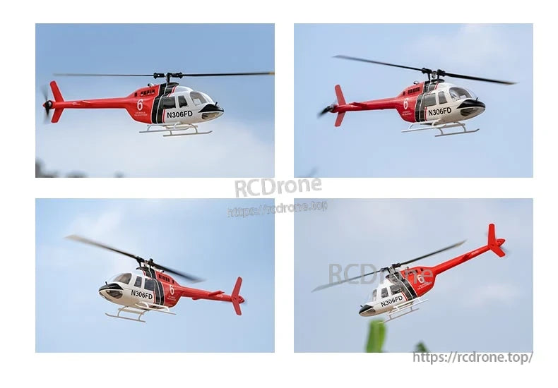 Flywing Bell-206 V3 RC Helicopter, The system supports 1km control range, one-key RTF and low-battery return-to-home, as well as automatic battery voltage detection.