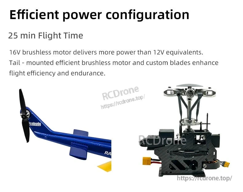 Flywing Bell-412 Scale RC Helicopter, Efficient 16V motor, 25min flight, tail-mounted design, custom blades