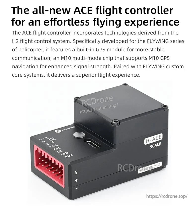 Flywing FW450L V3 RC Helicopter, The ACE flight controller enhances FLYWING helicopters with GPS, H2 technology, stable signals, and multiple ports for superior, effortless flight performance.