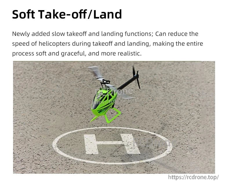 Flywing FW450L V3 RC Helicopter, Soft take-off and landing for realistic, smooth helicopter operation.