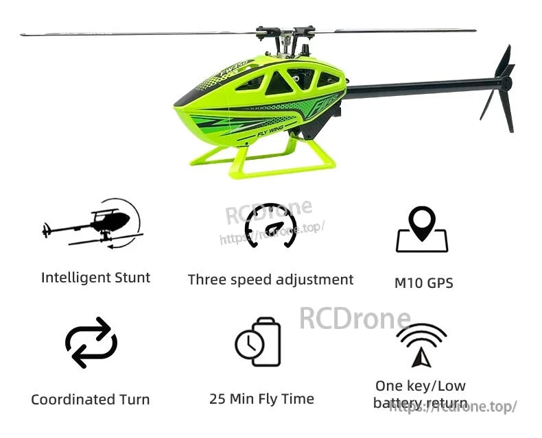 Flywing FW450L V3 RC Helicopter, Flywing FW450L V3: GPS-enabled RC helicopter with 25-minute flight time, three-speed adjustment, intelligent stunts, coordinated turns, and one-key low-battery return.
