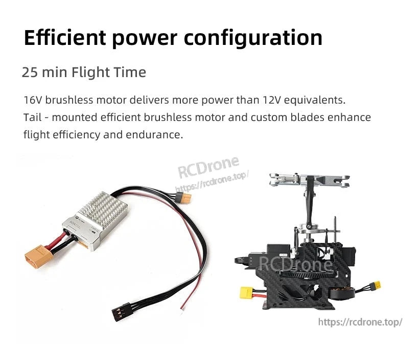 Flywing UH-1 V4 RC Helicopter, Efficient 16V brushless motor for 25 min flight time and enhanced endurance.