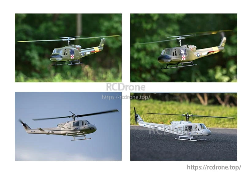 Flywing UH-1 V4 RC Helicopter, Aircraft takes off when battery is fully charged, thanks to transmitter-initiated compass calibration and automatic battery detection.