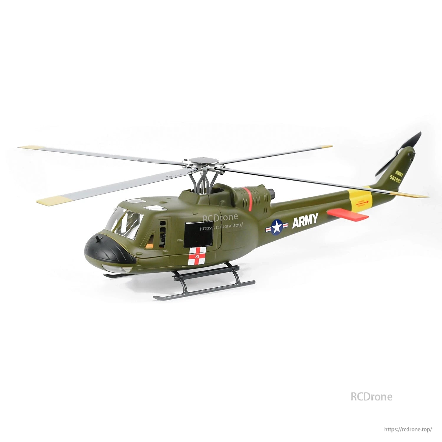 Flywing UH-1 V4 RC Helicopter, Flywing UH-1 V4 RC helicopter in army livery, 74 cm scale, available RTF or PNP—detailed, ready-to-fly model for enthusiasts.