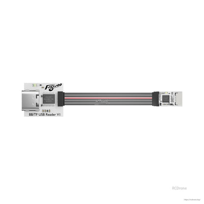 Flywoo BB/TF USB Reader V1 with USB-C port and ribbon cable connected to OpenLager nano blackbox module