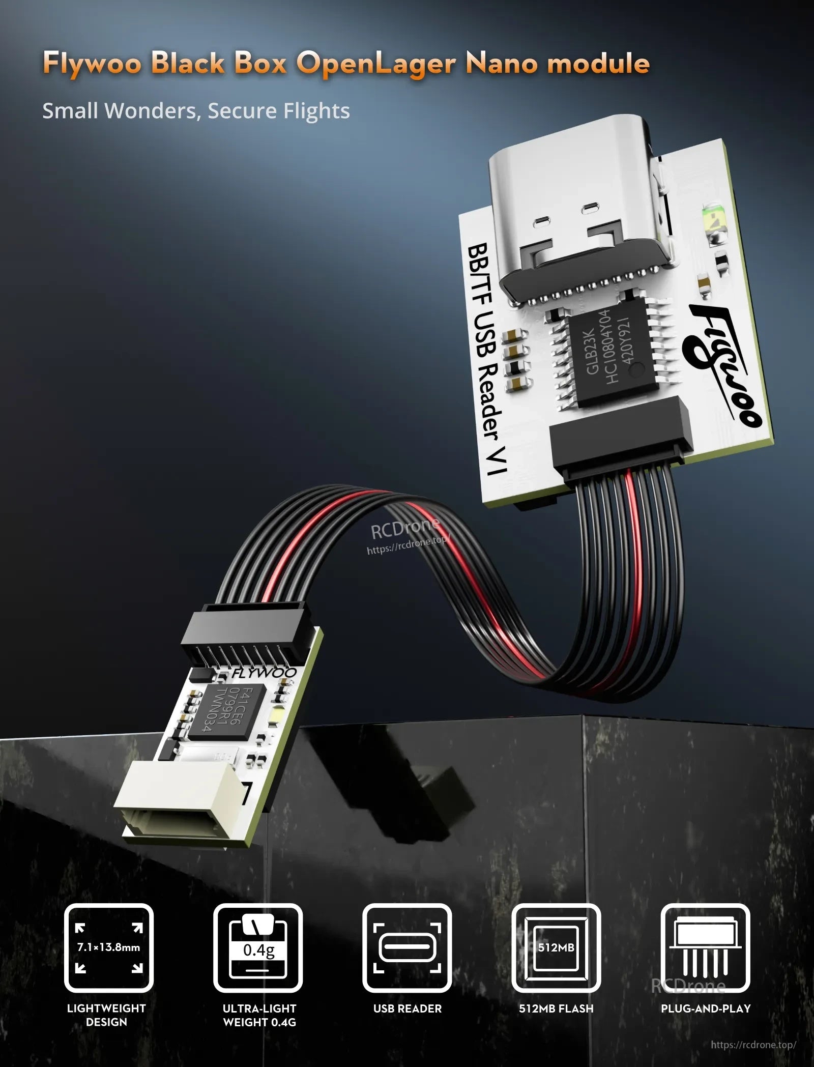 Flywoo 0.4g Black Box OpenLager Nano module（512mb)