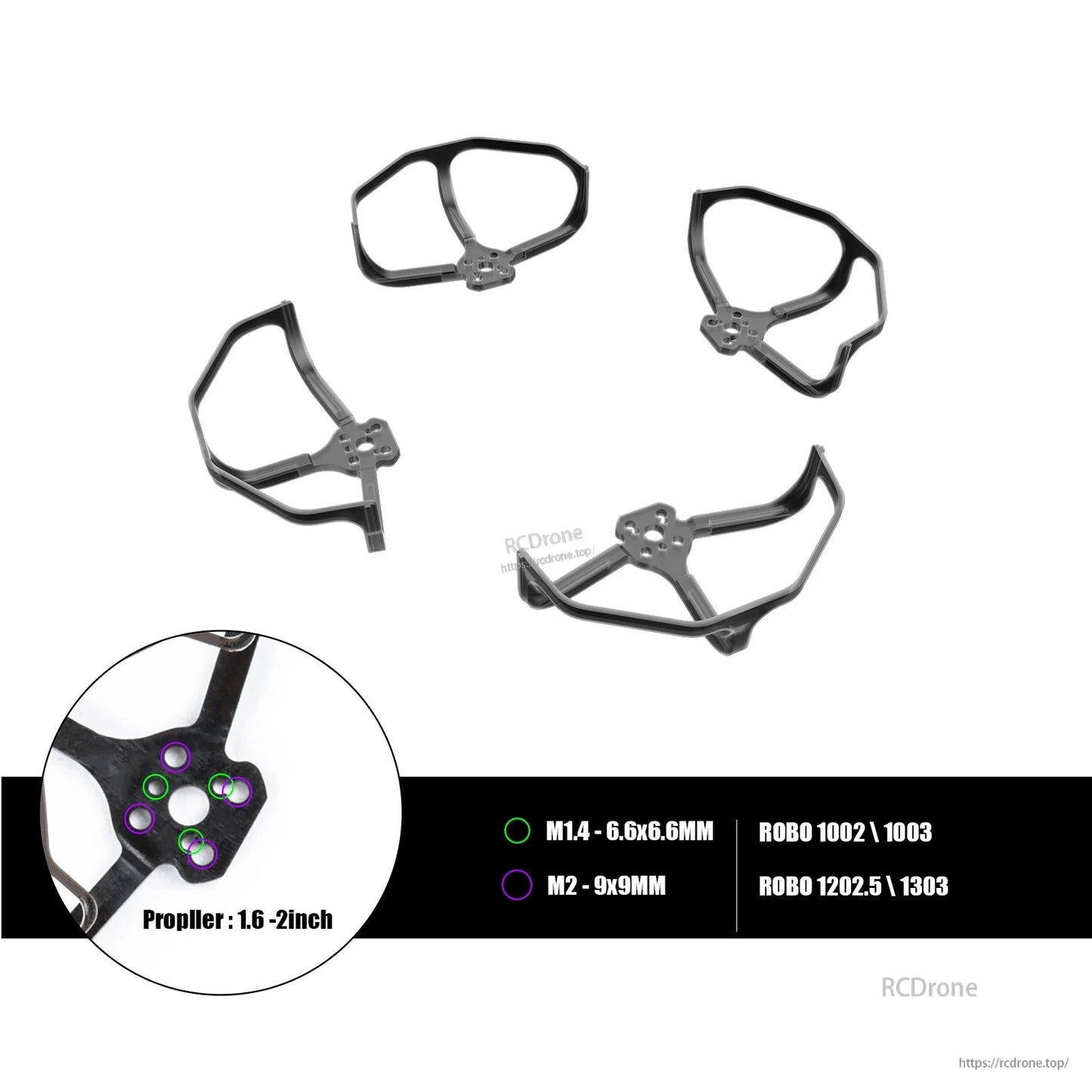 Flywoo 1.6-2inch Universal Prop Guard, Flywoo universal 1.6–2 inch drone prop guards set with mounting plates and multiple bolt hole patterns