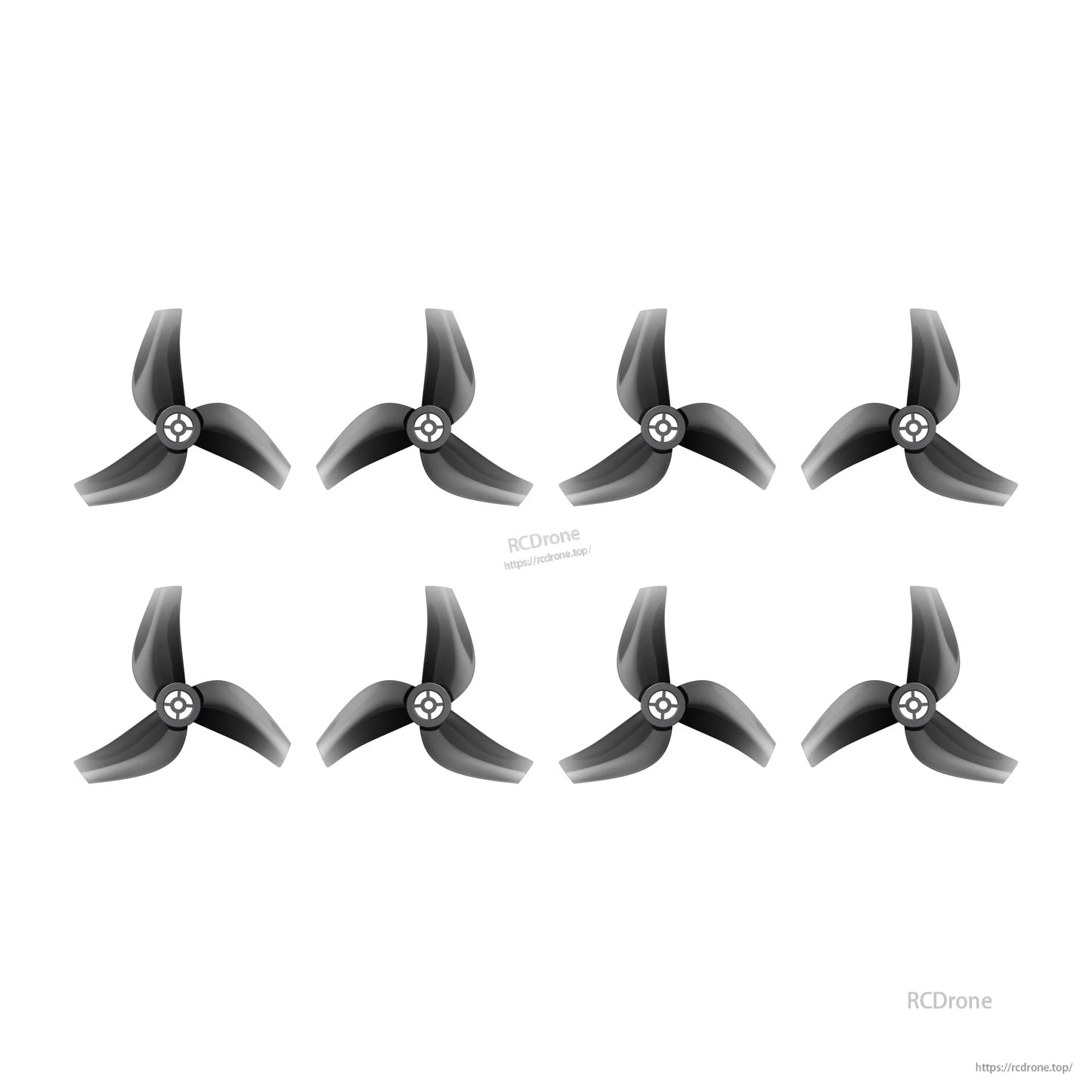 Flywoo 1611 3-Blade Propeller, Set of black Flywoo 1611 three-blade drone propellers with a compact hub design, arranged in two rows