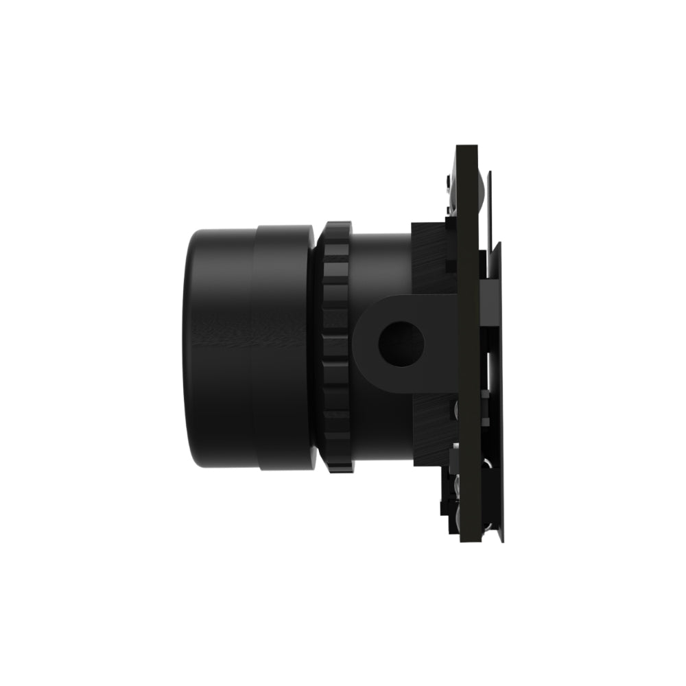 Side view of Flywoo 1S Nano Camera V3 FPV camera with compact lens barrel and mounting board