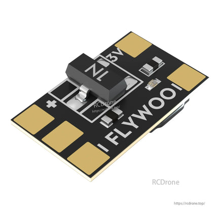 Flywoo 3.3V 1.5A BEC, Flywoo 3.3V BEC voltage regulator module with IN and 3V solder pads on a compact black PCB