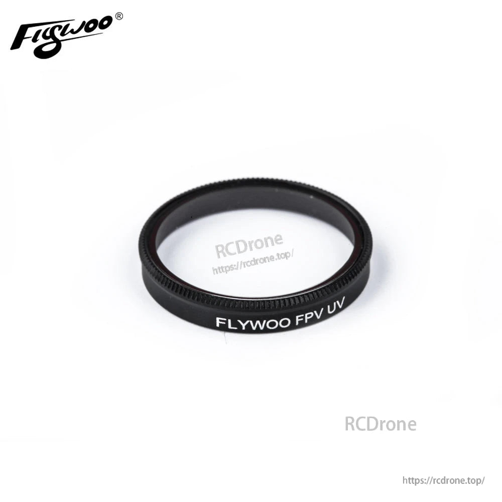 Flywoo Action Camera ND Filter, Flywoo FPV UV circular camera lens filter ring with black threaded frame on white background