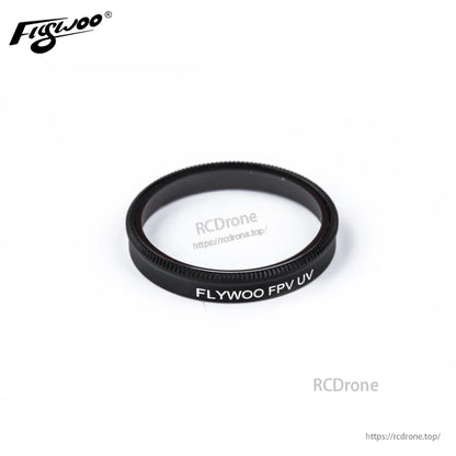 Flywoo Action Camera ND Filter, Flywoo FPV UV circular camera lens filter ring with black threaded frame on white background