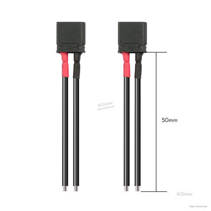 XT30U power connector pigtails with red and black wires, 50mm lead length, 2-piece set