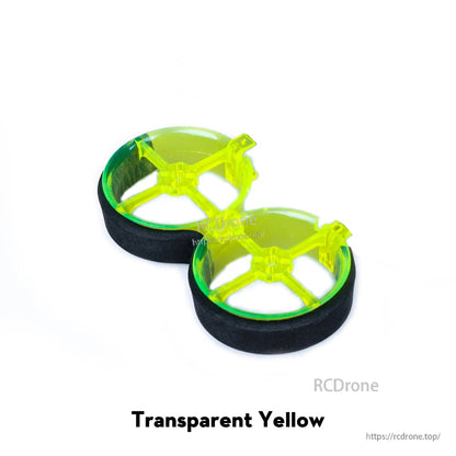 Flywoo CineRace20 double duct FPV drone frame in transparent yellow with two circular ducts and cross braces