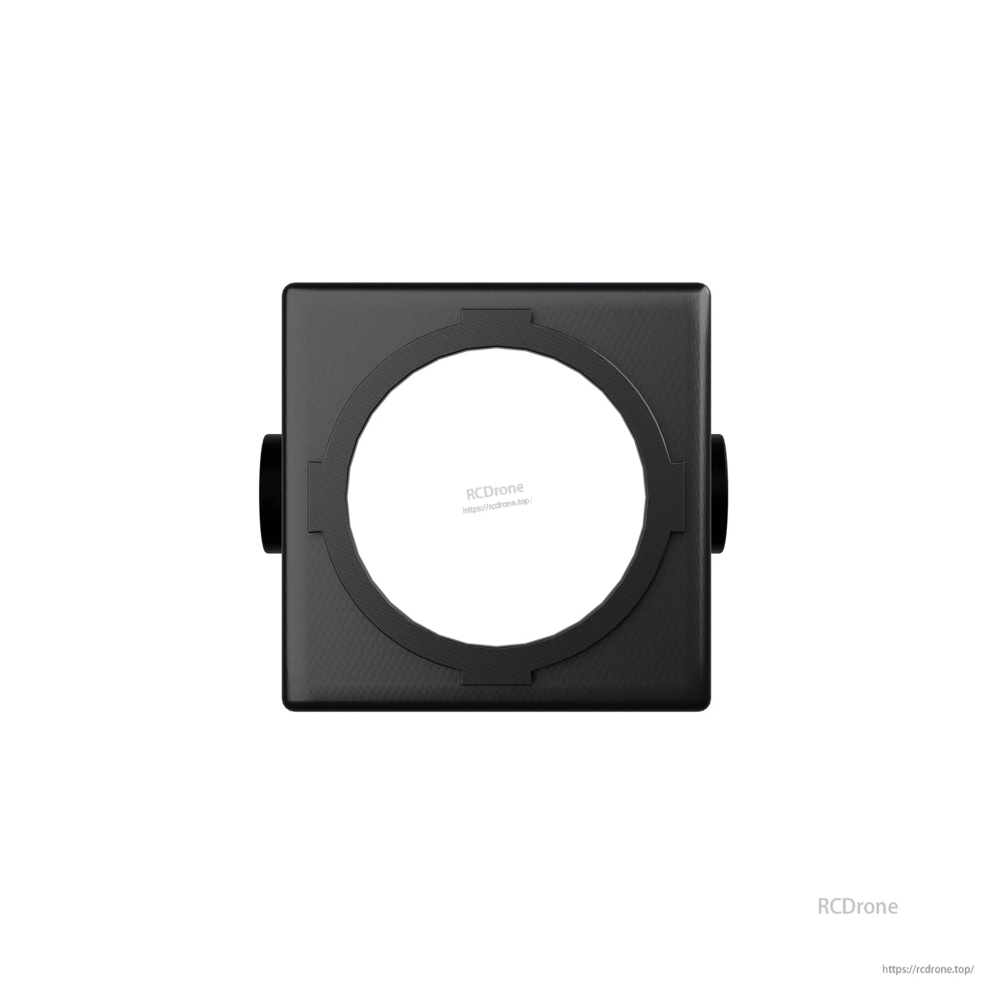 Black Flywoo DJI O4 FPV camera shell with 18mm circular lens opening and side mounting posts