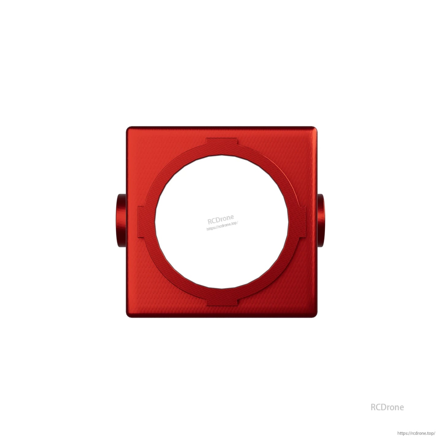 Red Flywoo DJI O4 FPV camera shell with 18mm circular opening and side mounting posts