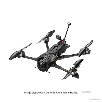 Flywoo Explorer LR 4-inch FPV drone with DJI O4 wide-angle camera lens, four-blade props and antenna