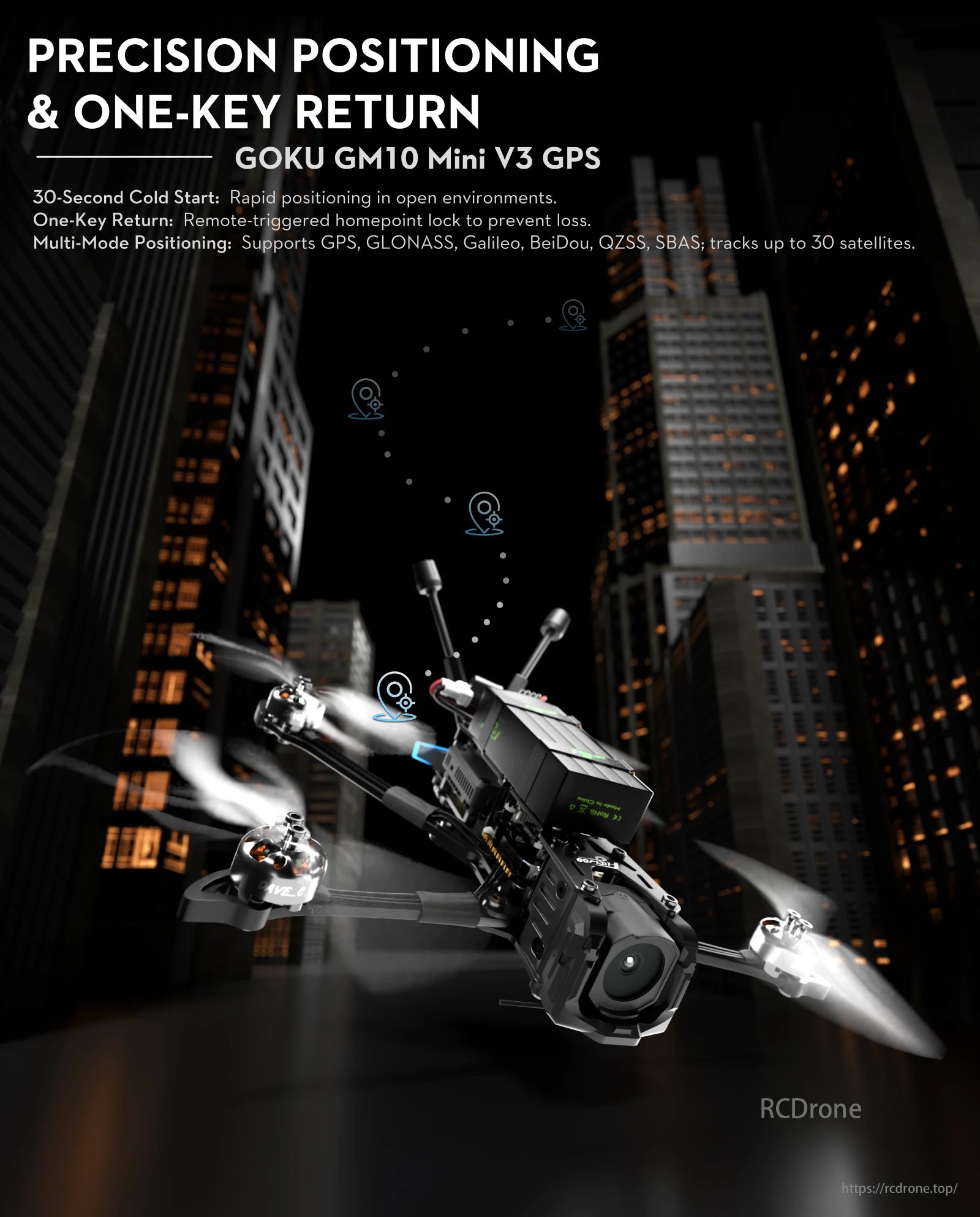 The Flywoo Explorer LR 4K FPV Drone offers precision positioning, one-key return, multi-GNSS support, and a user-friendly design for reliable and efficient flight experiences.