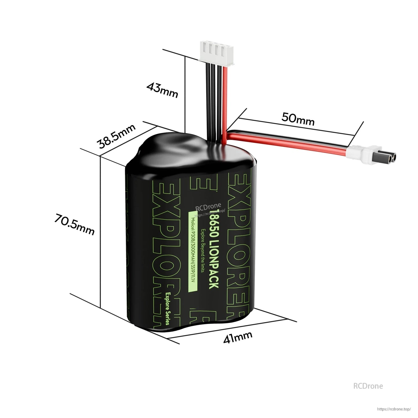 Flywoo Explorer 3S Li-ion battery pack with balance lead and XT30 power connector, 70.5mm tall compact pack